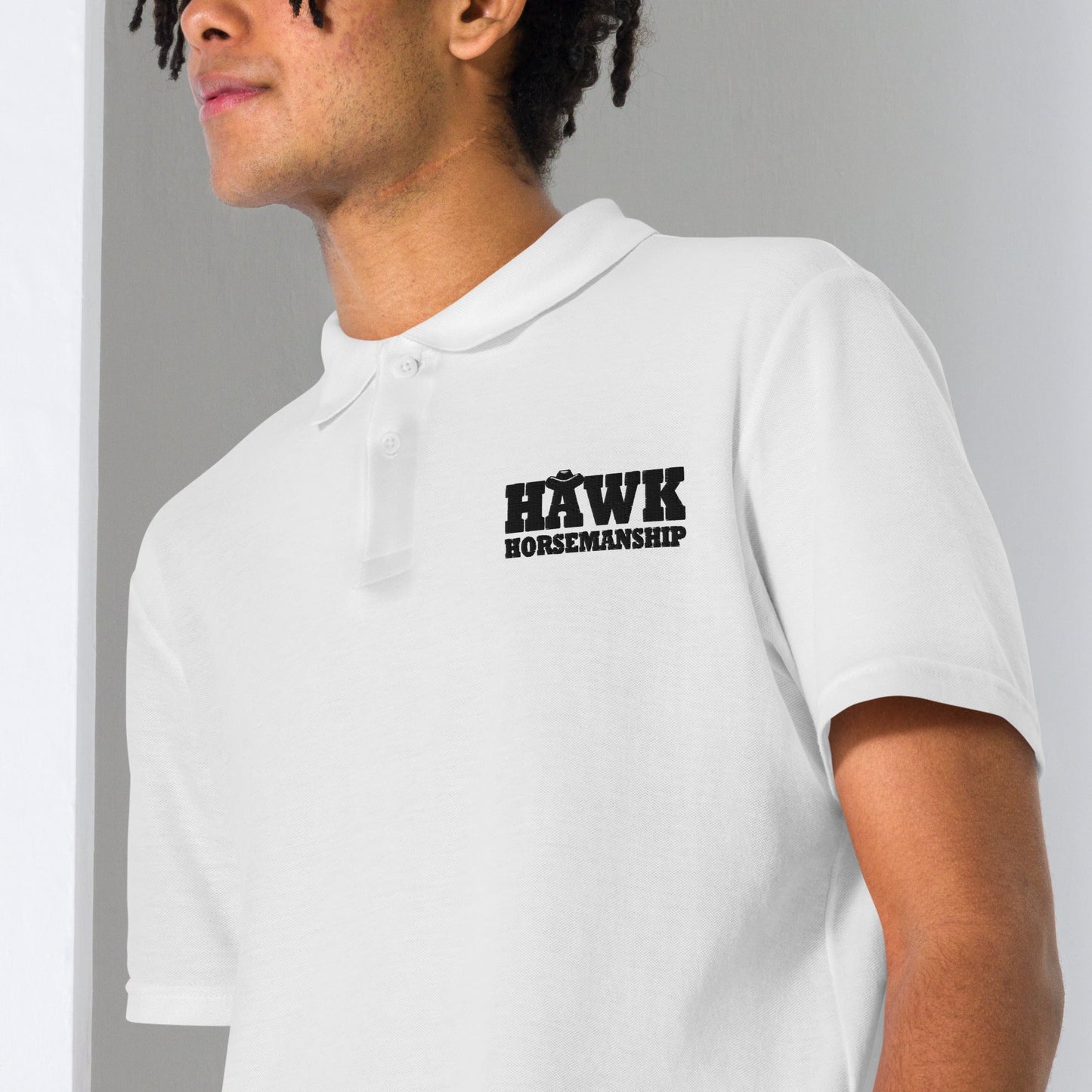 Hvit poloskjorte for menn Hawk Horsemanship
