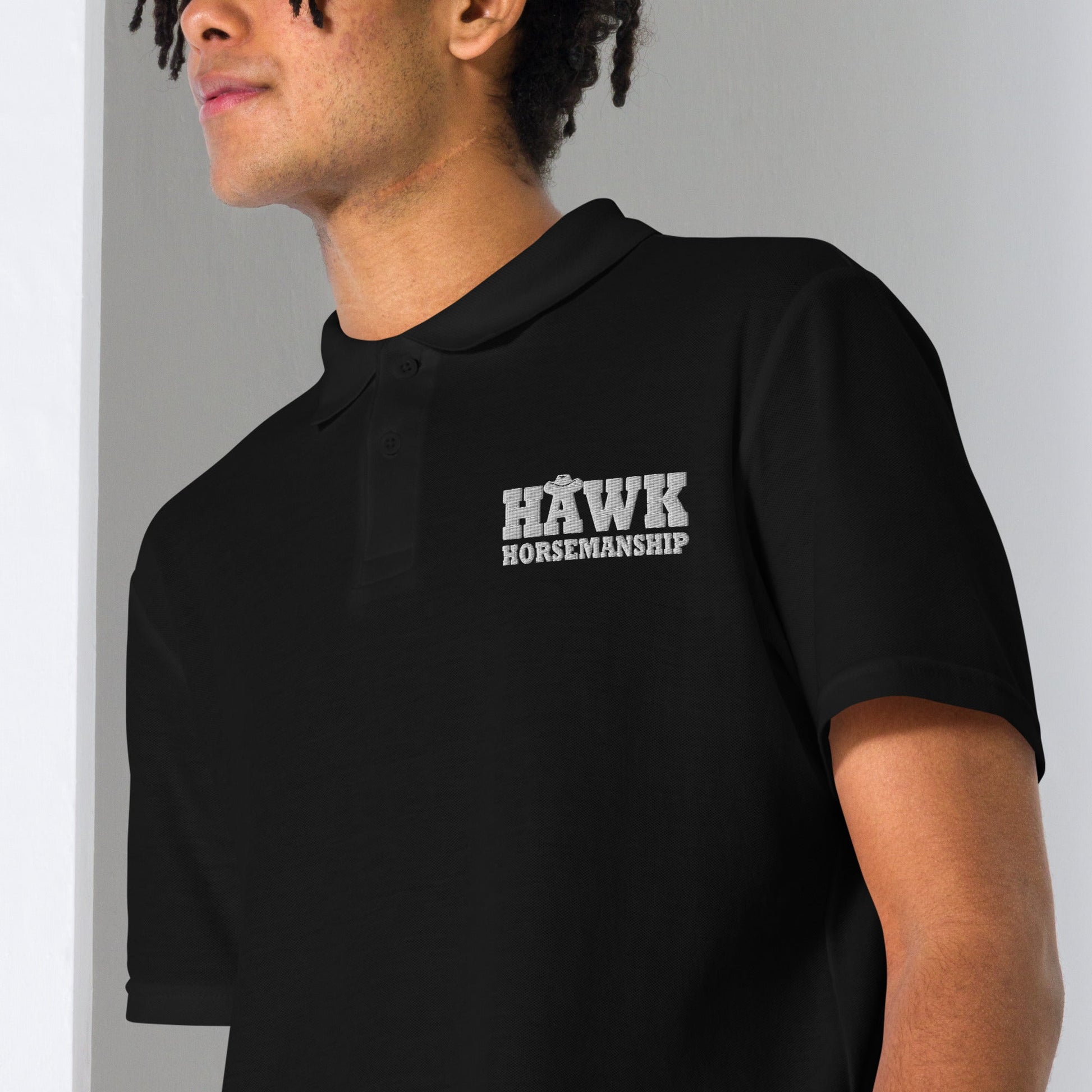 Svart poloskjorte for menn Hawk Horsemanship
